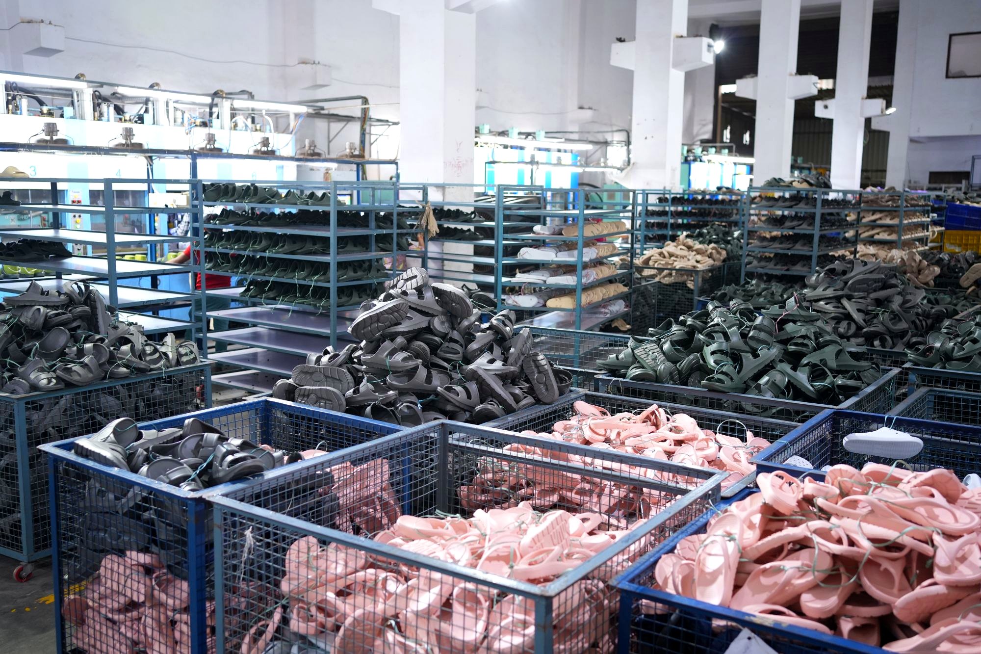 Moulded footwear across the production floor